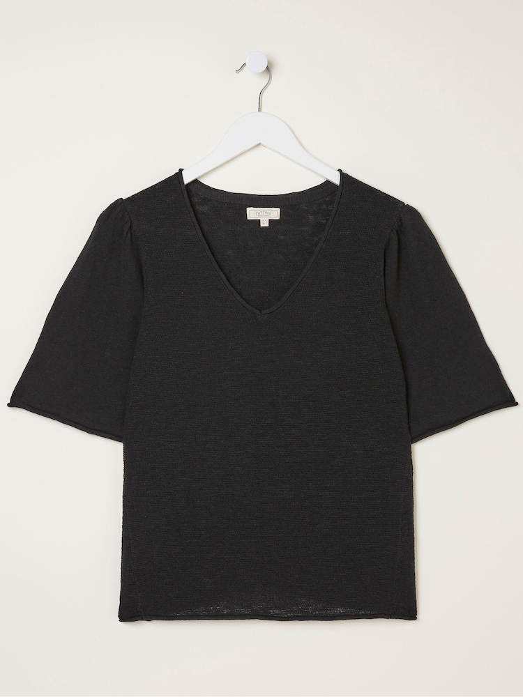 FatFace Black V-Neck Angela Knitted Top - Image 5 of 5