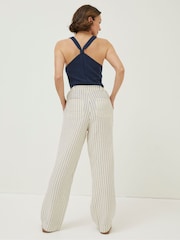 FatFace Cream Pendeen Stripe Wide Leg Trousers - Image 2 of 5