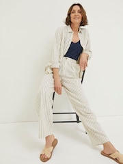 FatFace Cream Pendeen Stripe Wide Leg Trousers - Image 3 of 5