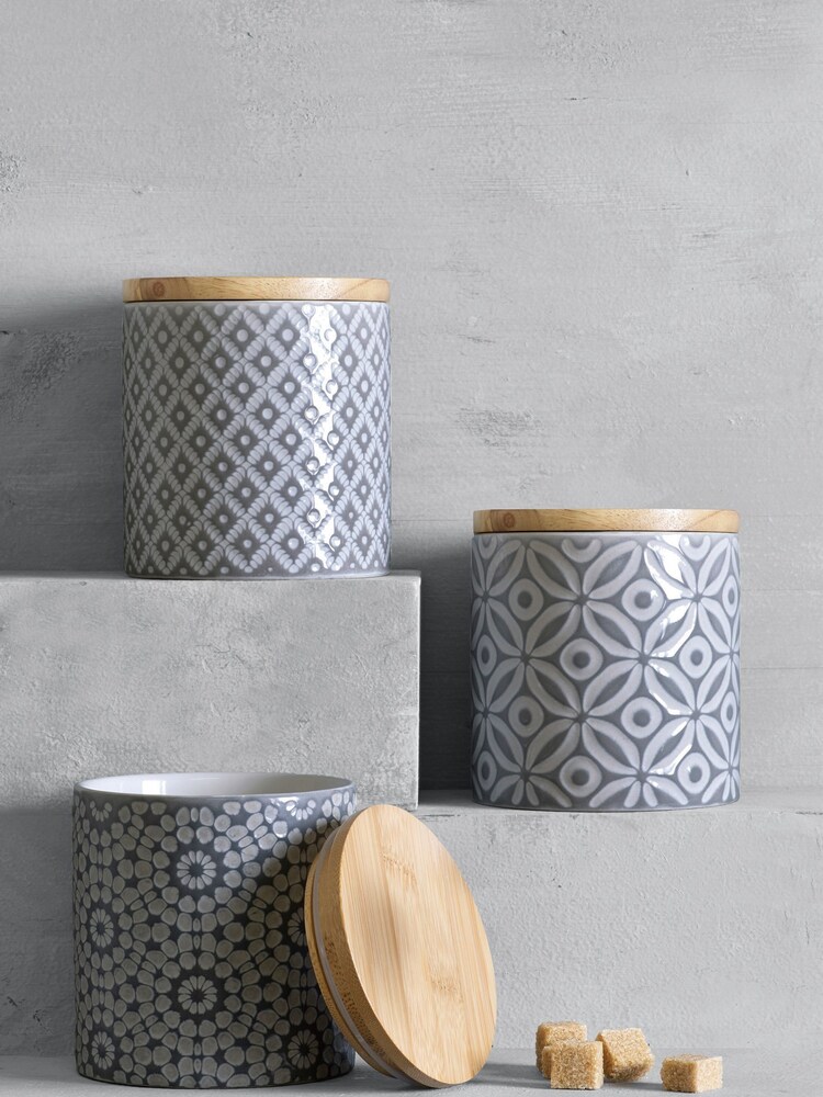 rangement de cuisine en céramique géométrique Gris - Image 3 of 5