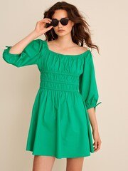 Green Poplin Seam Detail Mini Dress - Image 1 of 1