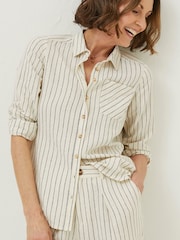FatFace Natural Olivia Stripe Linen Shirt - Image 3 of 5