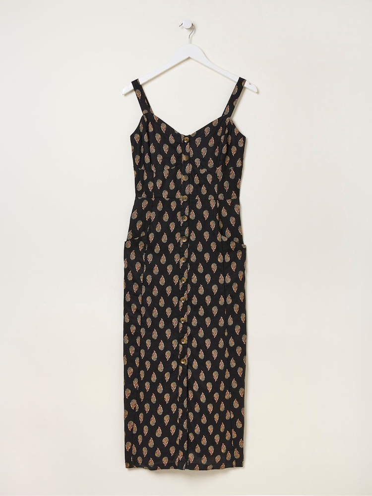 FatFace Black Woodblock Corey Linen Dress - Image 5 of 5 FatFace Black Woodblock Corey Linen Dress - Image 5 of 5