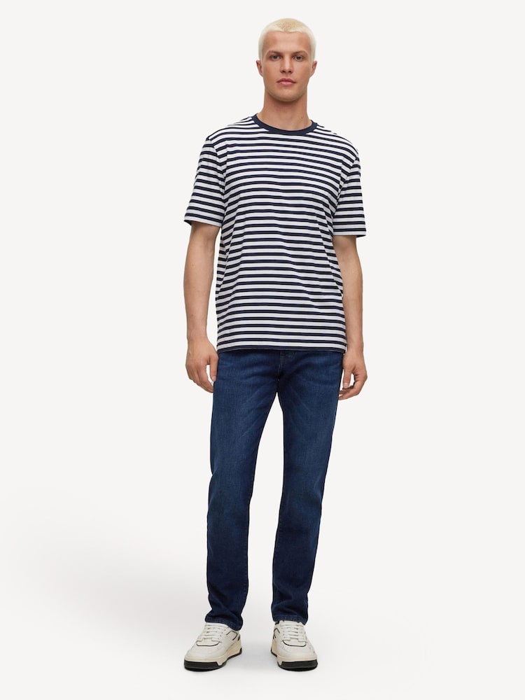 BOSS Navy Blue Maine Straight Fit Stretch Denim Jeans - Image 3 of 5