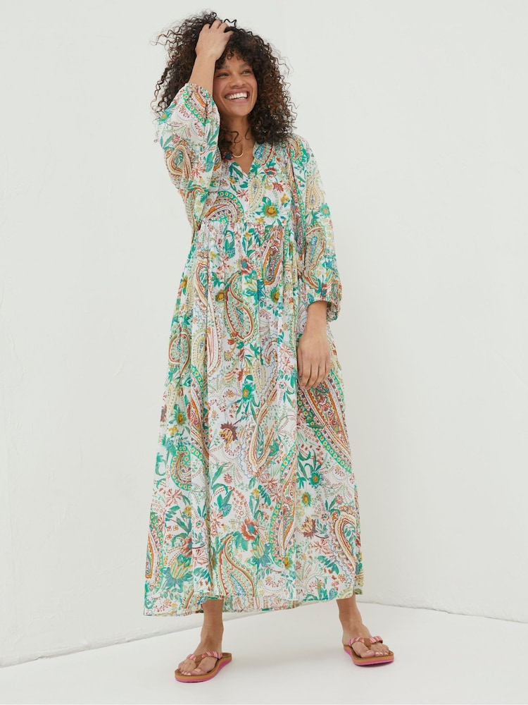 FatFace Natural Jocelyn Paisley Maxi Dress - Image 1 of 5