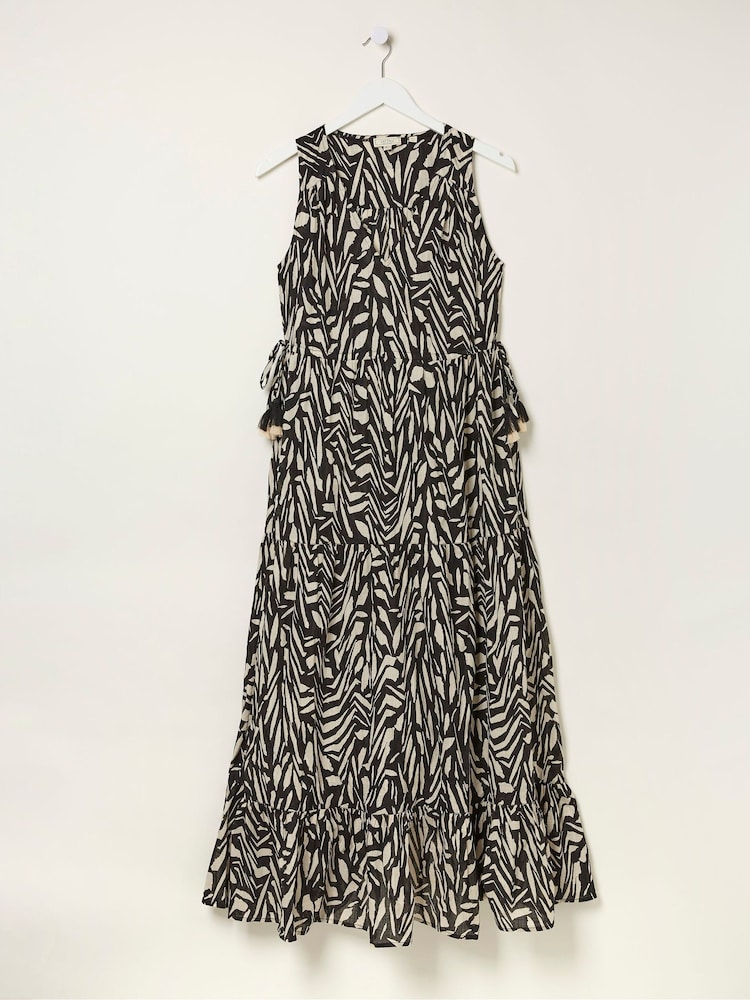 FatFace Black Paint Stroke Avery Midi Dress - Image 6 of 6