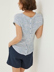 FatFace Blue Faye Button Back Knit Top - Image 2 of 5