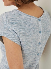 FatFace Blue Faye Button Back Knit Top - Image 4 of 5