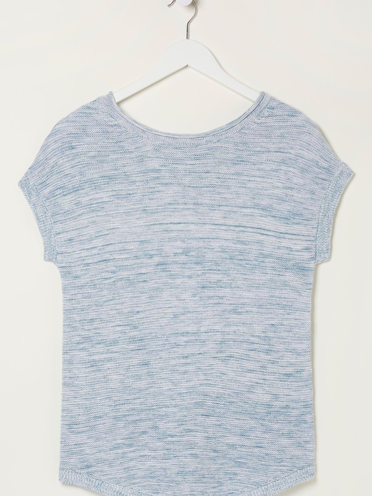 FatFace Blue Faye Button Back Knit Top - Image 5 of 5