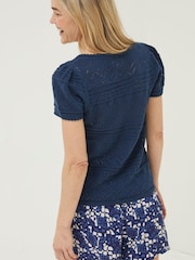 FatFace Blue Knitted Chiara Top - Image 2 of 5