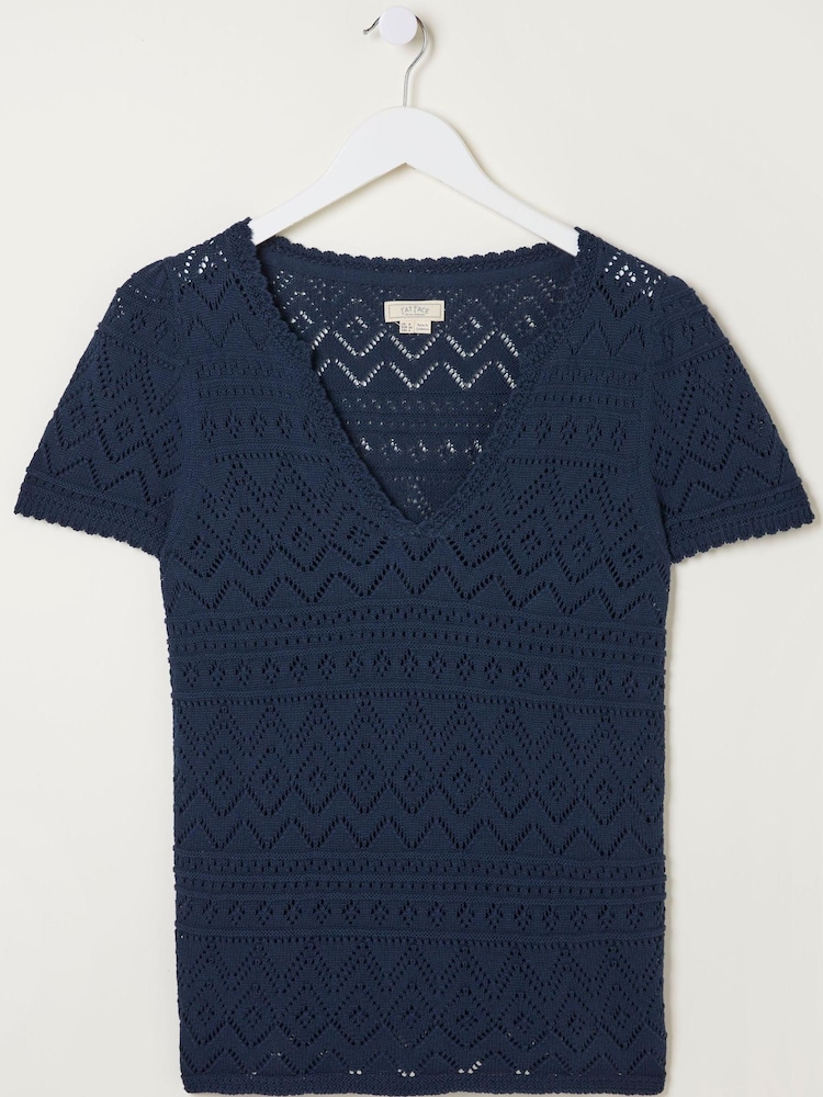 FatFace Blue Knitted Chiara Top - Image 5 of 5