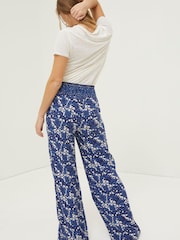 FatFace Blue Geo Batik Shirred Palazzo Trousers - Image 4 of 7