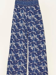 FatFace Blue Geo Batik Shirred Palazzo Trousers - Image 7 of 7