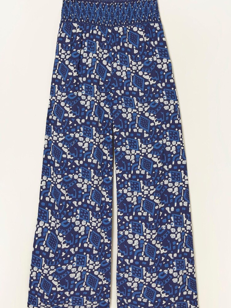 FatFace Blue Geo Batik Shirred Palazzo Trousers - Image 7 of 7