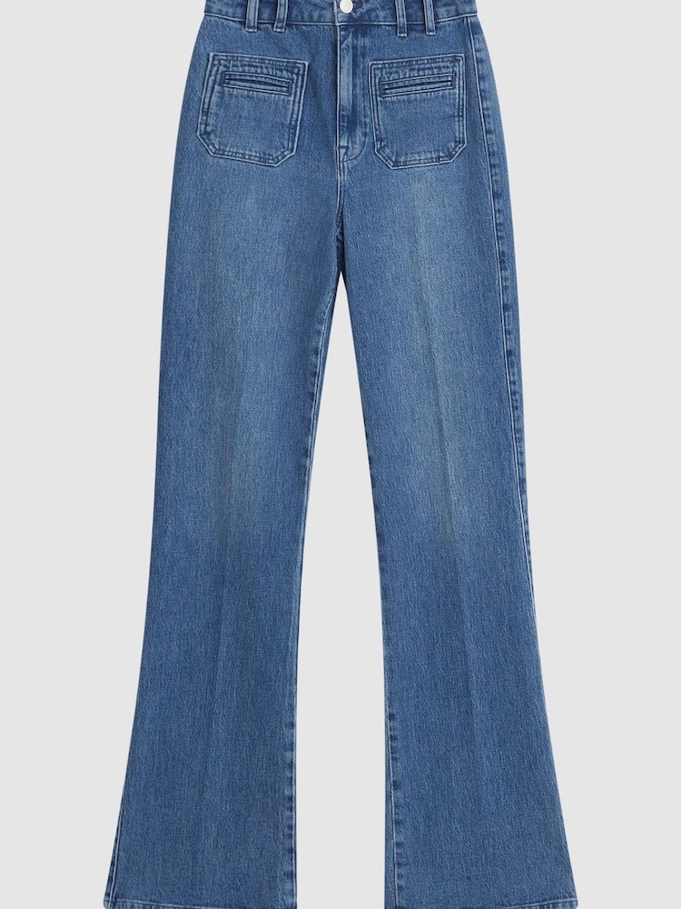 Reiss Light Blue Isabel Regular Wide Leg Jeans - Image 2 of 9