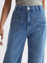 Reiss Light Blue Isabel Regular Wide Leg Jeans - Image 4 of 9