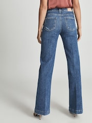 Reiss Mid Blue Leenah Paige High Rise Flared Jeans - Image 5 of 6