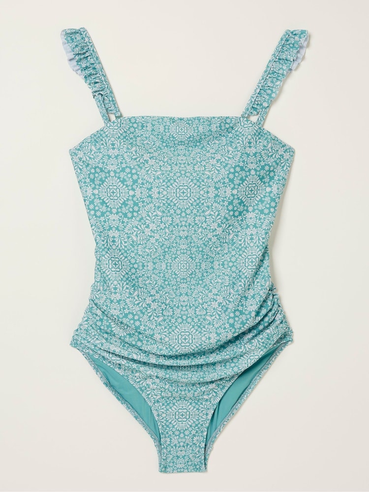 FatFace Blue Bandana Frill Swimsuit - Image 4 of 4 FatFace Blue Bandana Frill Swimsuit - Image 4 of 4