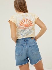 FatFace Blue Courtney Cut Off Denim Shorts - Image 2 of 5