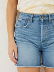 FatFace Blue Courtney Cut Off Denim Shorts - Image 4 of 5