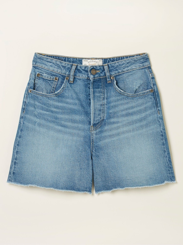 FatFace Blue Courtney Cut Off Denim Shorts - Image 5 of 5