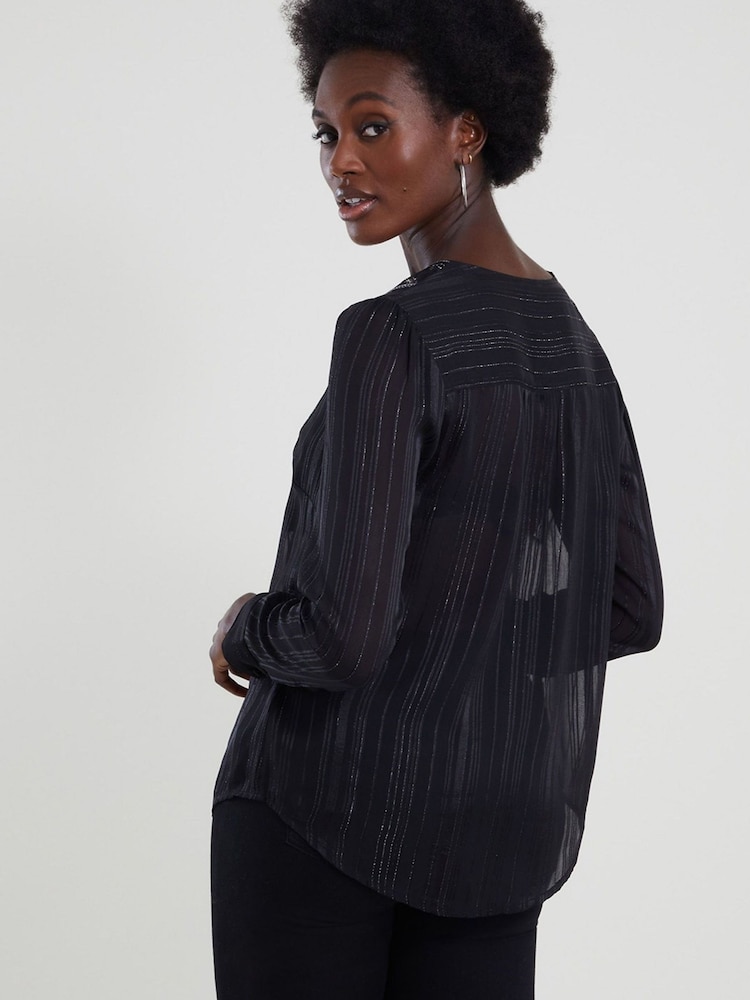 Monsoon Haley Black Embroidered Bib Blouse - Image 3 of 3