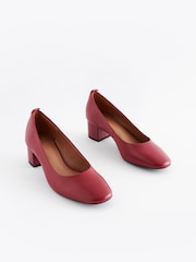 Red Regular/Wide Fit Forever Comfort® Leather Low Block Heel Shoes - Image 3 of 7