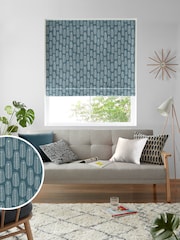 MissPrint Blue 100% Cotton Bloom Made to Measure Roman Blind - Image 1 of 6