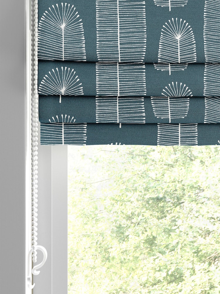 MissPrint Blue 100% Cotton Bloom Made to Measure Roman Blind - Image 2 of 6