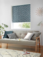 MissPrint Blue 100% Cotton Bloom Made to Measure Roman Blind - Image 5 of 6