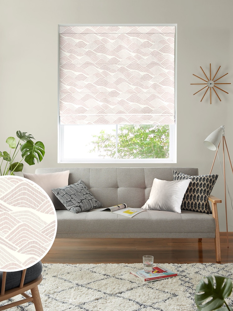 MissPrint Pink 100% Cotton Frontier Made to Measure Roman Blind - Image 1 of 6