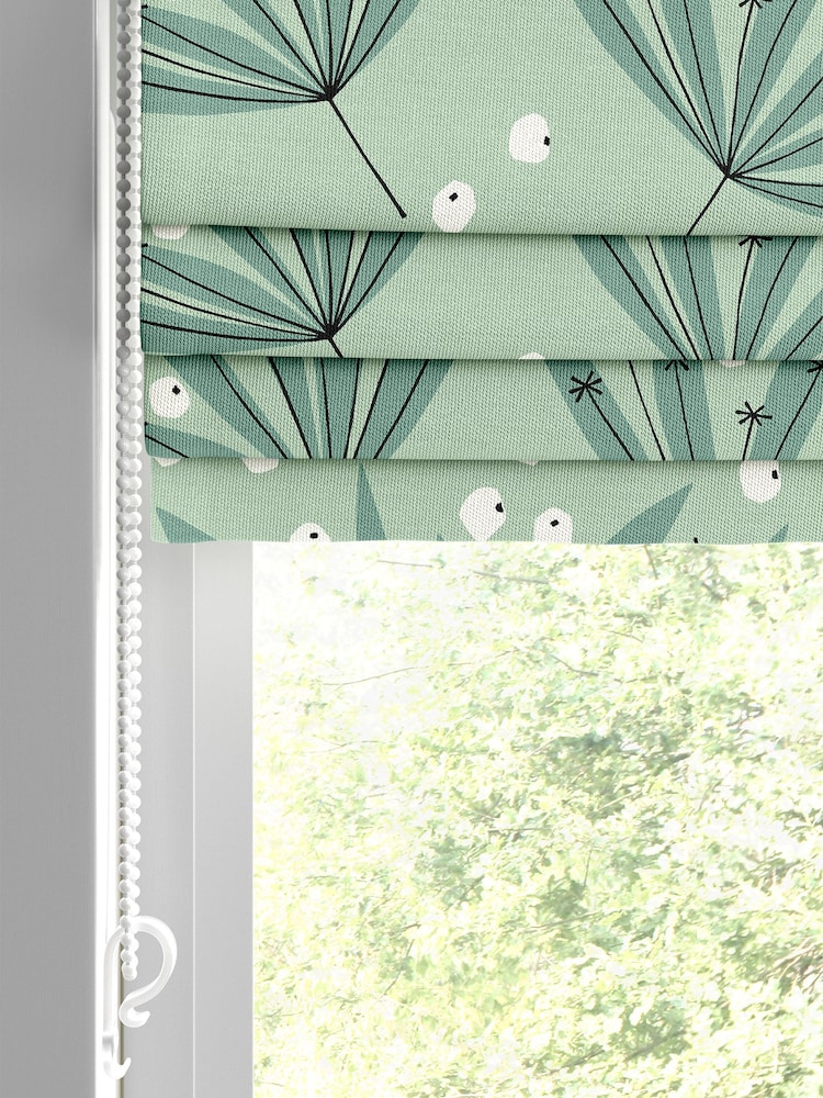 MissPrint Green 100% Cotton Wildflower Made to Measure Roman Blind - Image 2 of 6