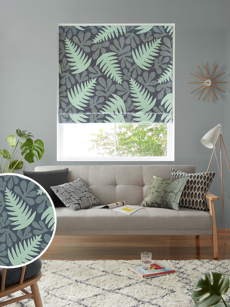 MissPrint Blue 100% Cotton Deep Sea Made to Measure Roman Blind - Image 1 of 6