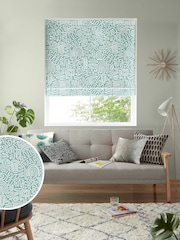MissPrint Blue 100% Cotton Nazca Made to Measure Roman Blind - Image 1 of 6