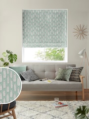 MissPrint Green 100% Cotton Bloom Blossom Made to Measure Roman Blind - Image 1 of 6