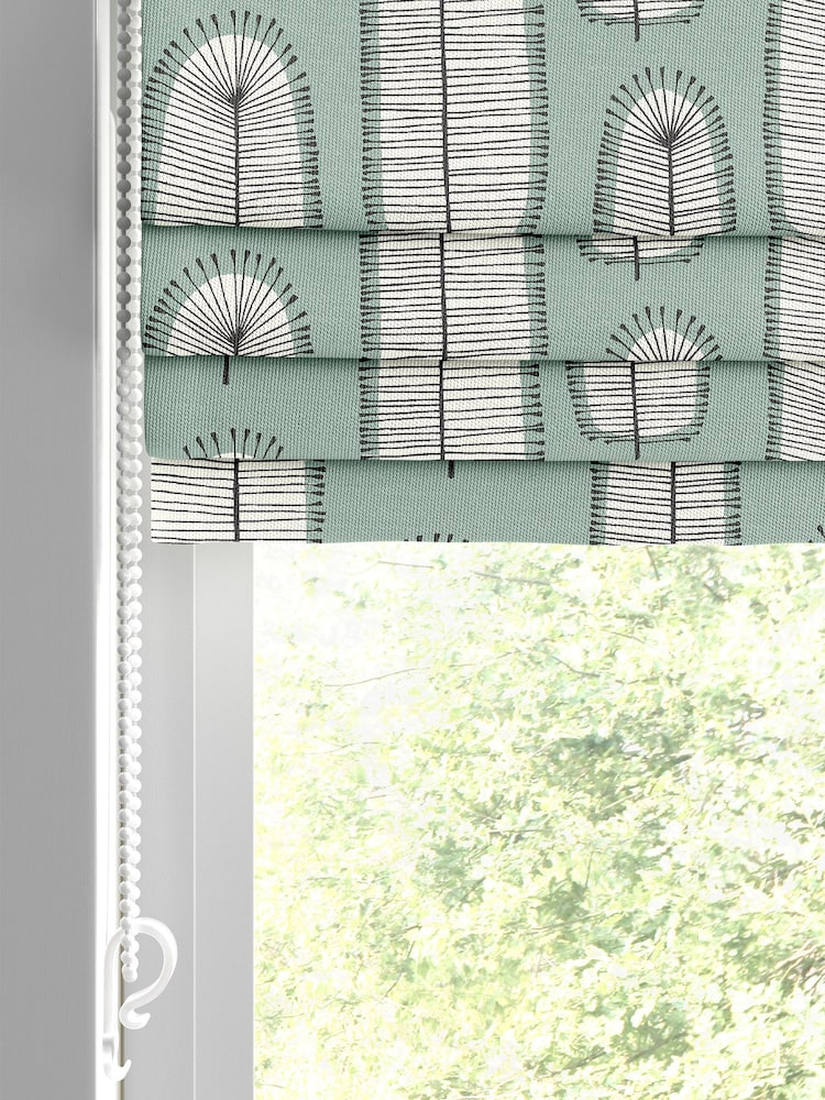 MissPrint Green 100% Cotton Bloom Blossom Made to Measure Roman Blind - Image 2 of 6