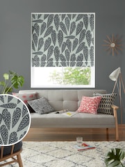 MissPrint Grey 100% Cotton Tropics Made to Measure Roman Blind - Image 1 of 6