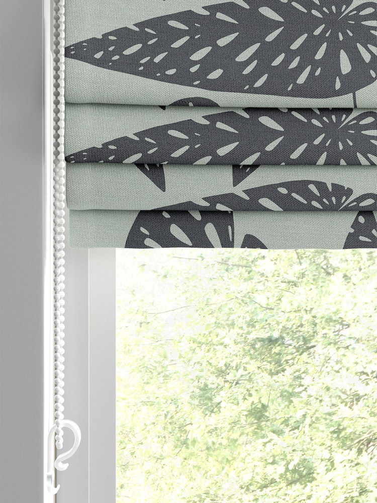 MissPrint Grey 100% Cotton Tropics Made to Measure Roman Blind - Image 2 of 6