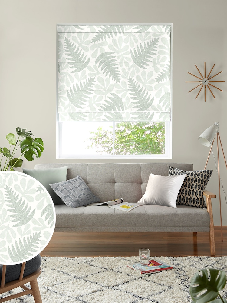 MissPrint Cream 100% Cotton Deep Sea Made to Measure Roman Blind - Image 1 of 6