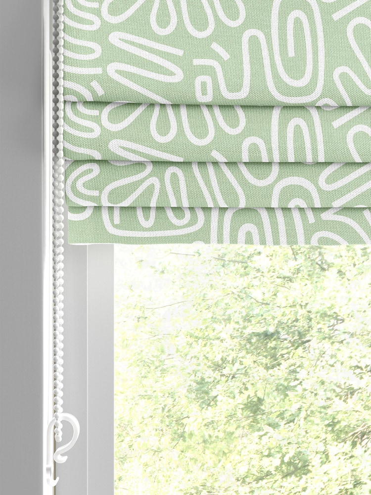 MissPrint Green 100% Cotton Nazca Made to Measure Roman Blind - Image 2 of 6