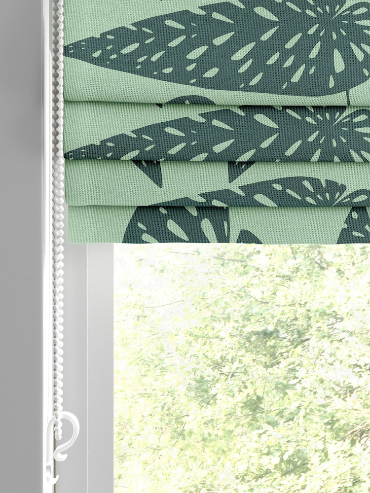 MissPrint Green 100% Cotton Tropics Made to Measure Roman Blind - Image 2 of 6