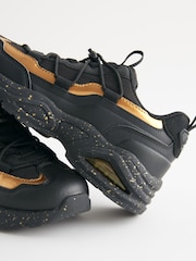 Black/Gold Elastic Lace Trainers - Image 4 of 4