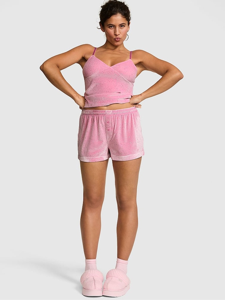 Victoria's Secret Pink Moonstone Pink Short Velvet Confetti Pyjama Bottoms - Image 2 of 3