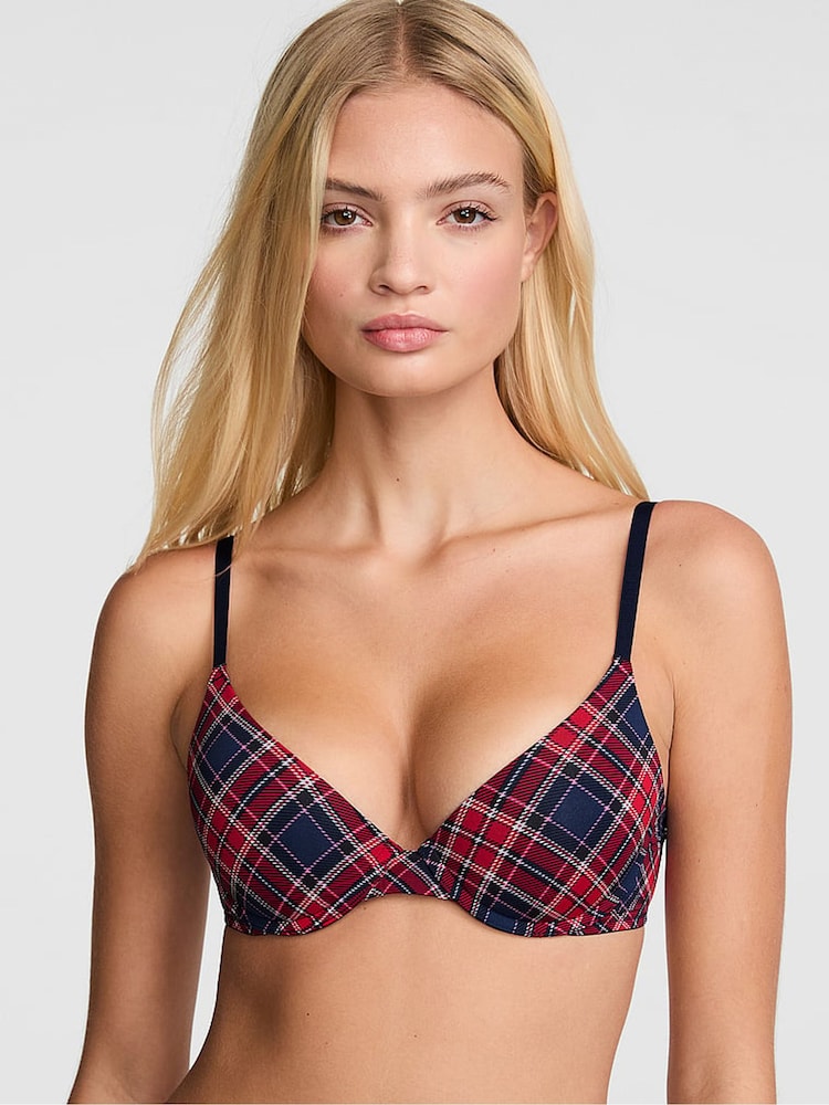 Victoria's Secret Pink Navy Blue Tartan Push Up Bra - Image 2 of 3 Victoria's Secret Pink Navy Blue Tartan Push Up Bra - Image 2 of 3