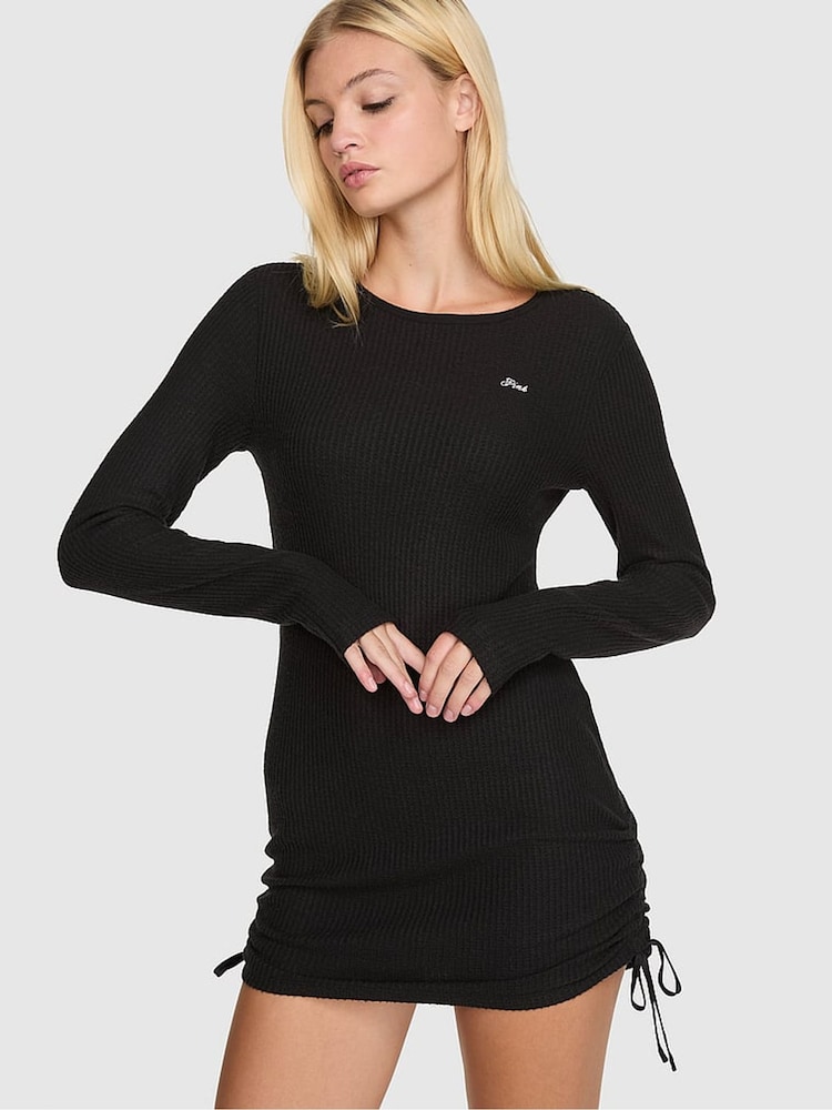 Victoria's Secret Pink Black Waffle Sleep Dress - Image 1 of 2 Victoria's Secret Pink Black Waffle Sleep Dress - Image 1 of 2