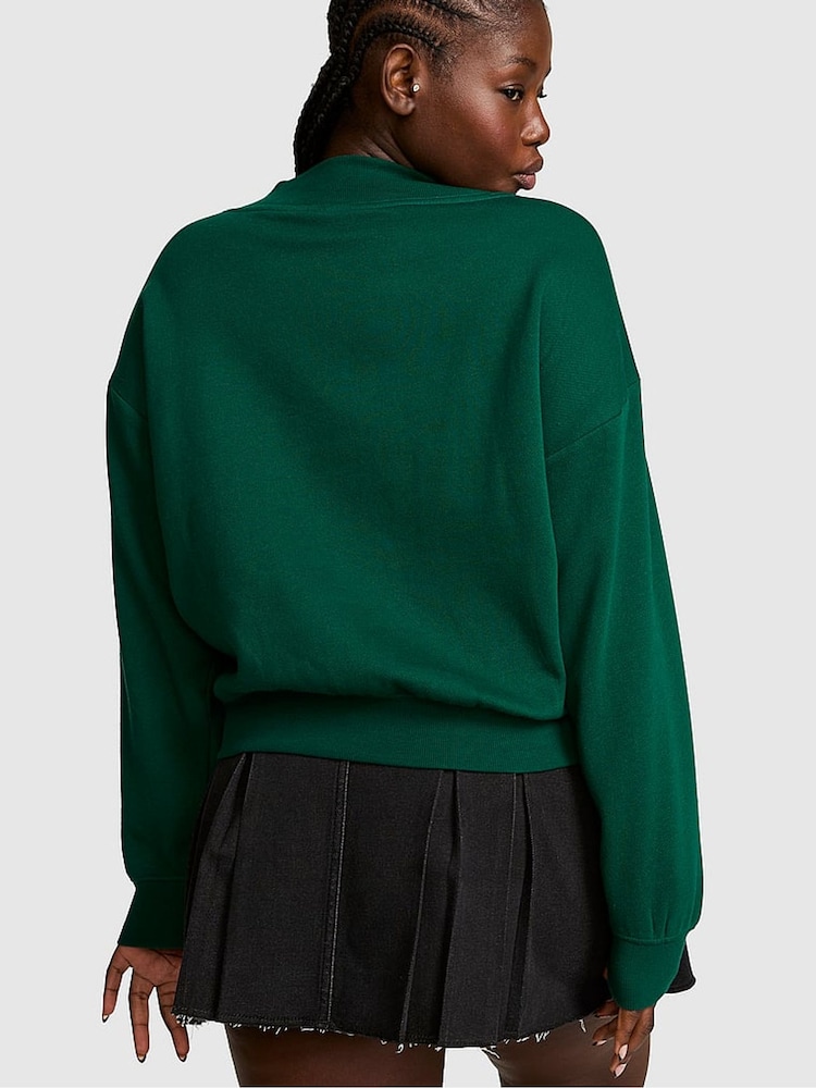 Victoria's Secret Pink Dark Garden Green Tartan V-Neck Sweatshirt - Image 2 of 2
