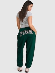 Victoria's Secret PINK Dark Garden Green Tartan Wide Leg Fleece Joggers - Image 2 of 2