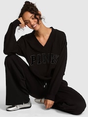 Victoria's Secret Pink Pure Black V-Neck Sweatshirt - Image 1 of 2