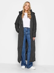 Long Tall Sally Black Longline Diamond Puffer Coat - Image 1 of 5