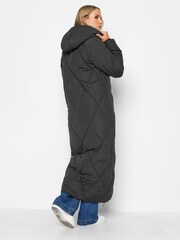 Long Tall Sally Black Longline Diamond Puffer Coat - Image 3 of 5